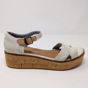 TOMS Natural Harper Cork Wedge Sandal Size 6